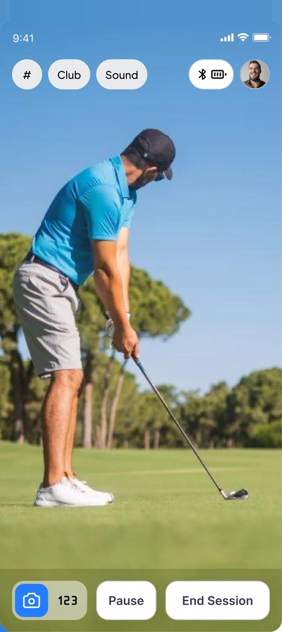 FLYTE video session screen recording a swing at the range